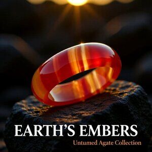 Orange Flame ~ Banded Agate Stone Ring Size 6.5 ~ Friendship Ring ~ Stack Rings